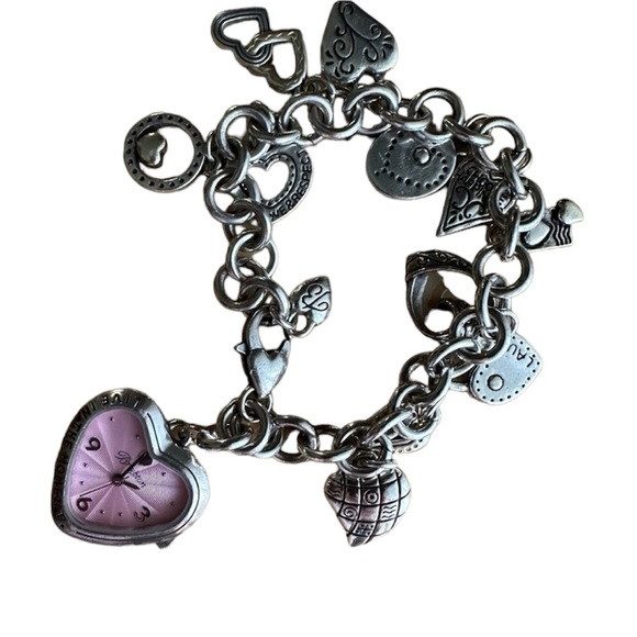 Accessories - Brighton Charm Bracelet Watch w 11 Charms Breast Cancer Awareness Working Watch